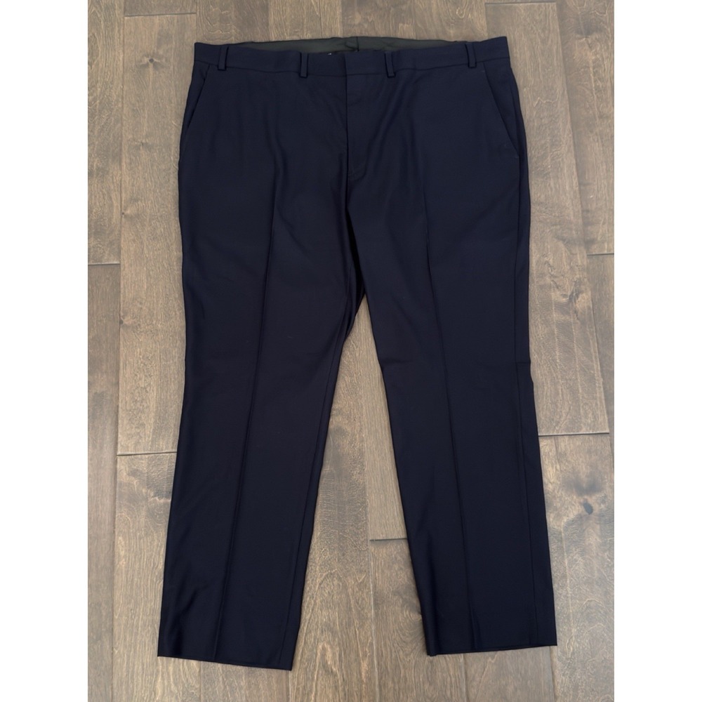 Kenneth Cole New York Mens Navy Blue Dress Pants Stretch Flat Front Size 42X29